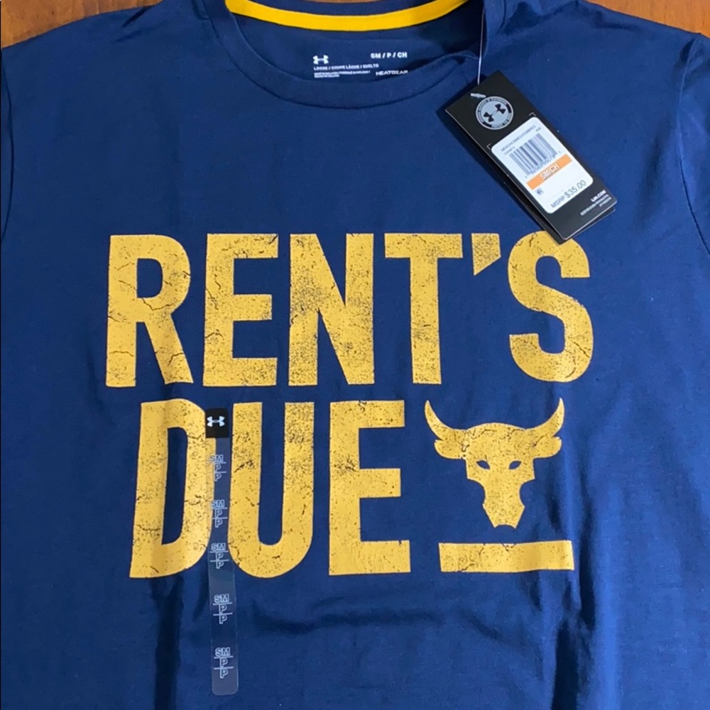 Famous “RENT’S DUE” Project Rock Under Armour Tee